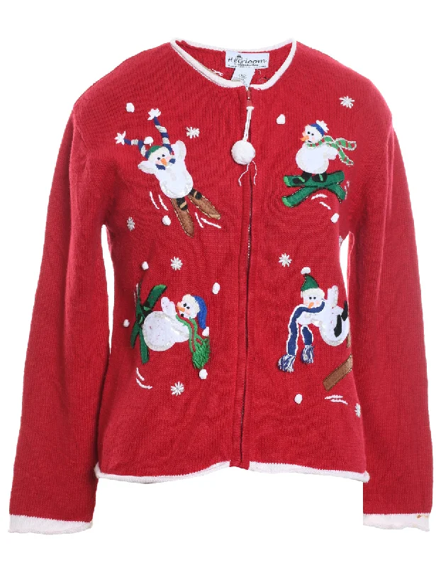 Snowman Christmas Cardigan - M