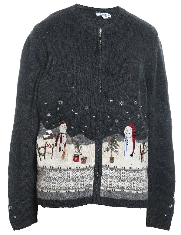 Snowman Christmas Cardigan - M