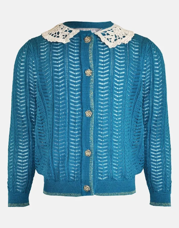 Winifred: Teal pointelle cardigan